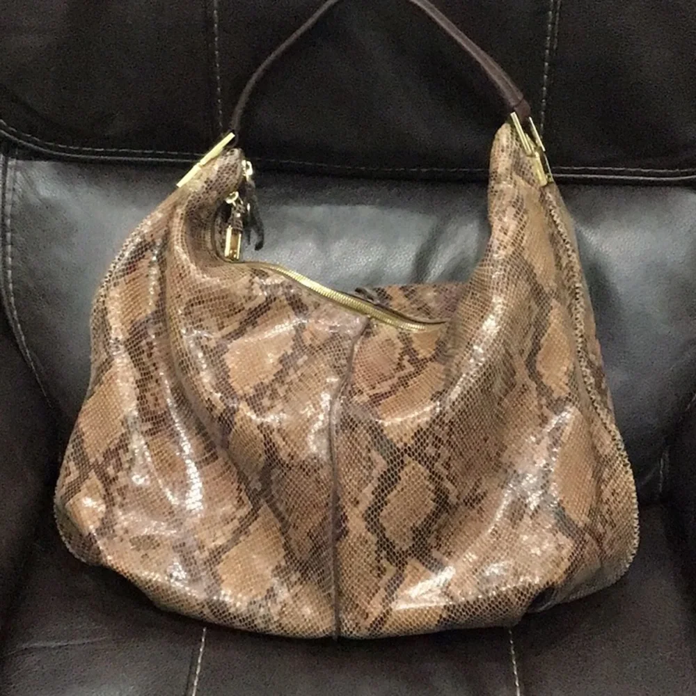 G.I.L.I. Brown Python Leather MILANO Hobo Shoulder Bag